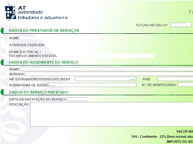 Recibo Verde - Liquidação de IVA Retenção na Fonte